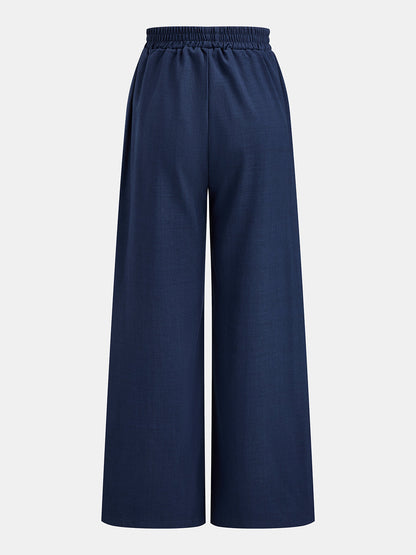 Tie‑Waist Wrap Blazer & Elastic Waist Pants Set