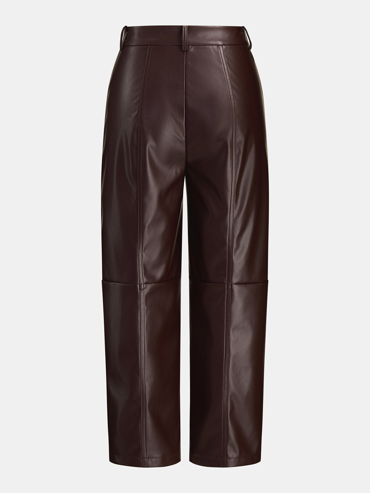 Seamed Faux Leather Cropped Straight Leg Pants