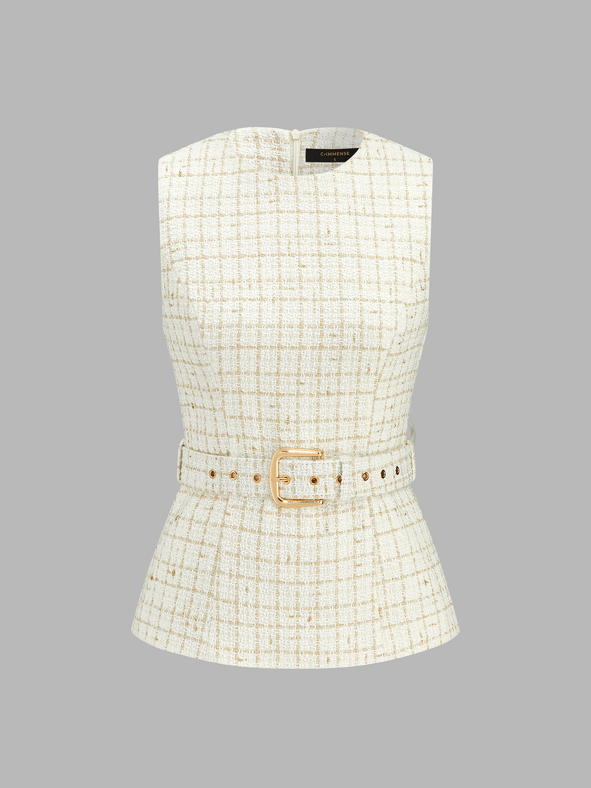 Belted Tweed Vest & Pleated Pants Set