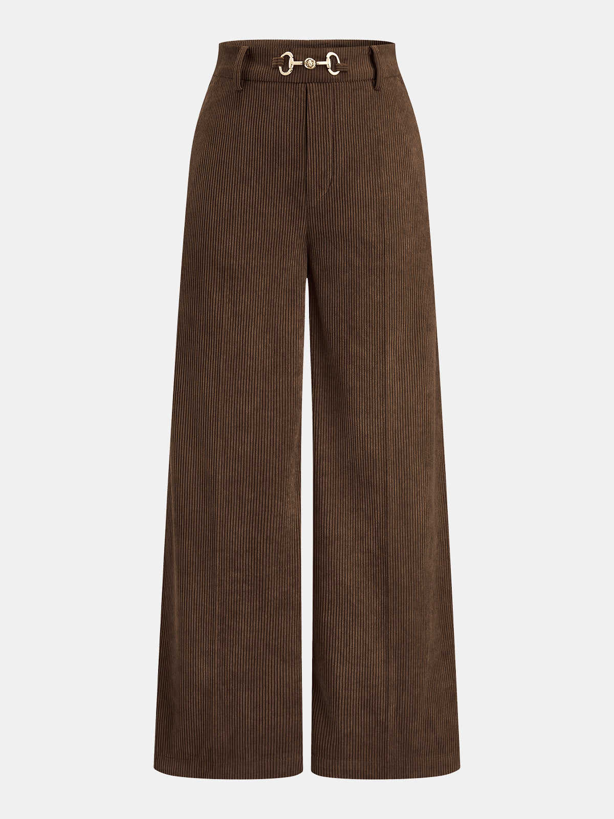 Horsebit Detail Corduroy Two‑Piece Pants Set
