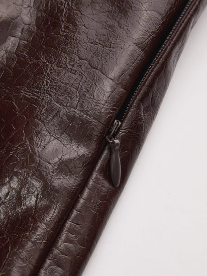 Croc Embossed Faux Leather Mini Skirt