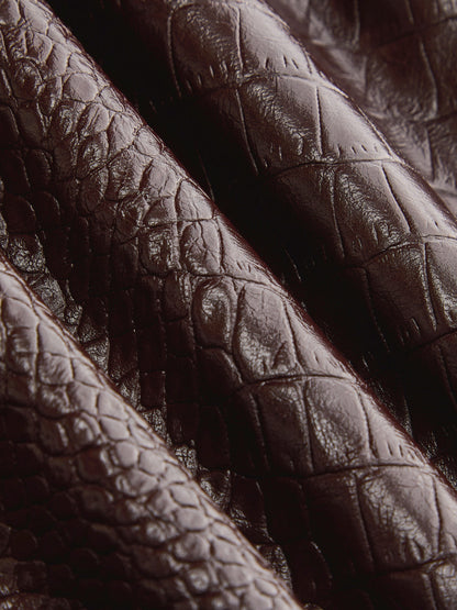 Croc Embossed Faux Leather Mini Skirt