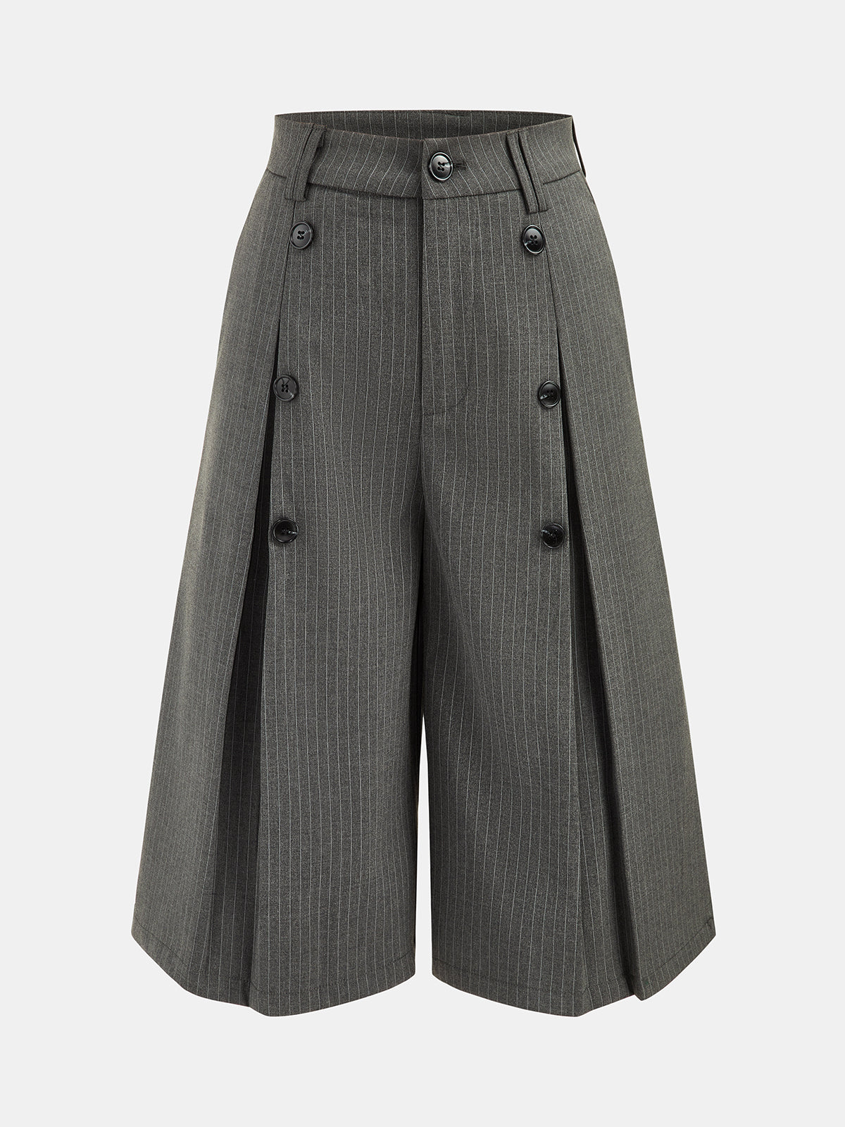 Double Breasted Pinstripe Wide Capris