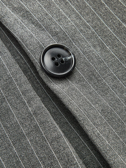 Double Breasted Pinstripe Wide Capris