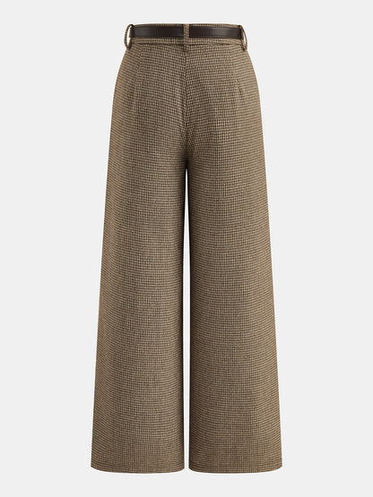Houndstooth Wool Blend Two Piece Pants Set
