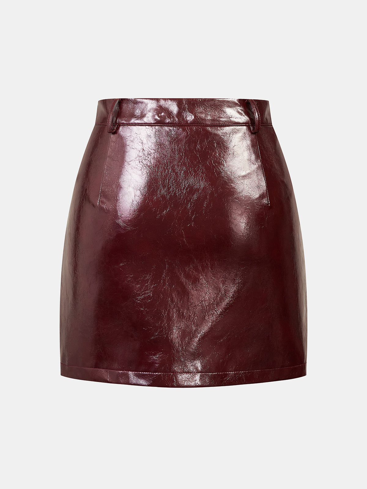 Faux‑Leather Sequin Panel Mini Skirt