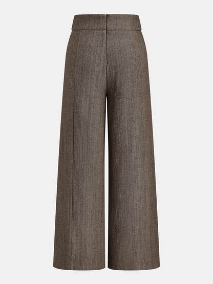 Herringbone Double Buckle Wide Pants