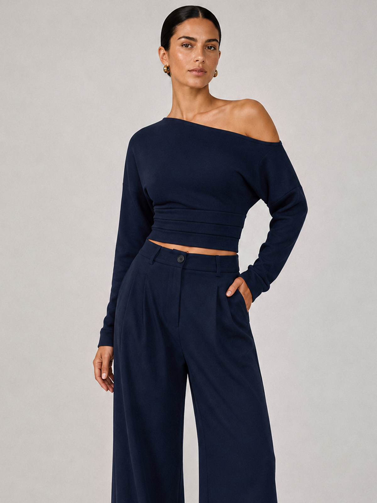 Off-Shoulder Crop Top & Pants Set