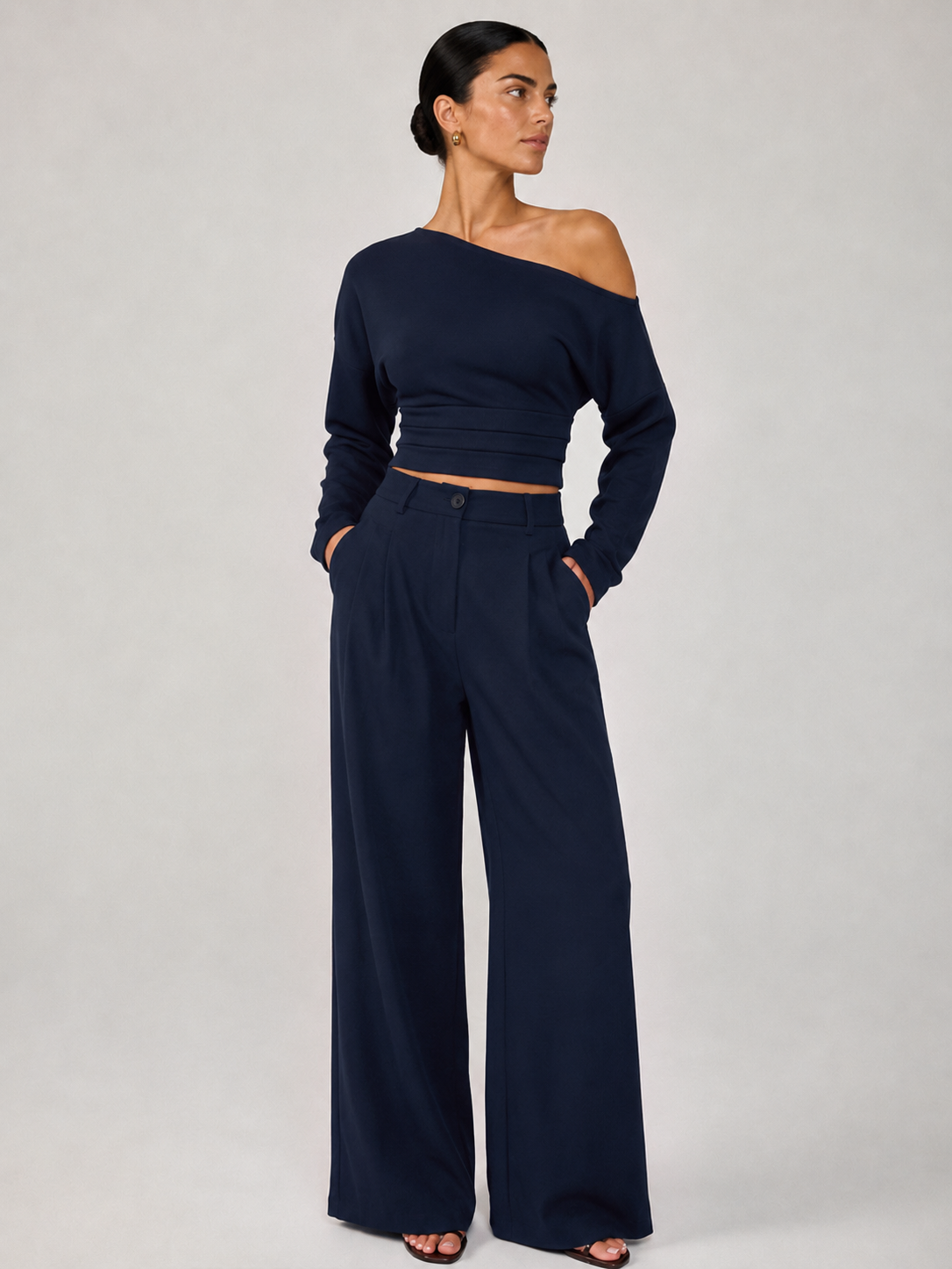 Off-Shoulder Crop Top & Pants Set