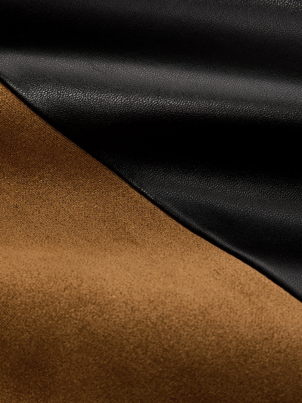Faux Suede Panel Asymmetric Faux Leather Skirt