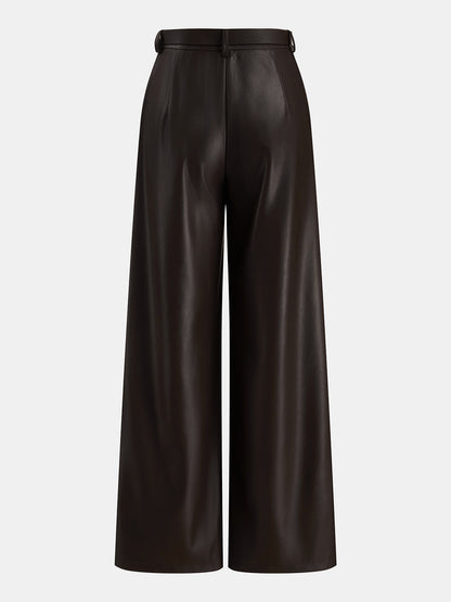 Faux Leather Two‑Piece Belted Pants Set