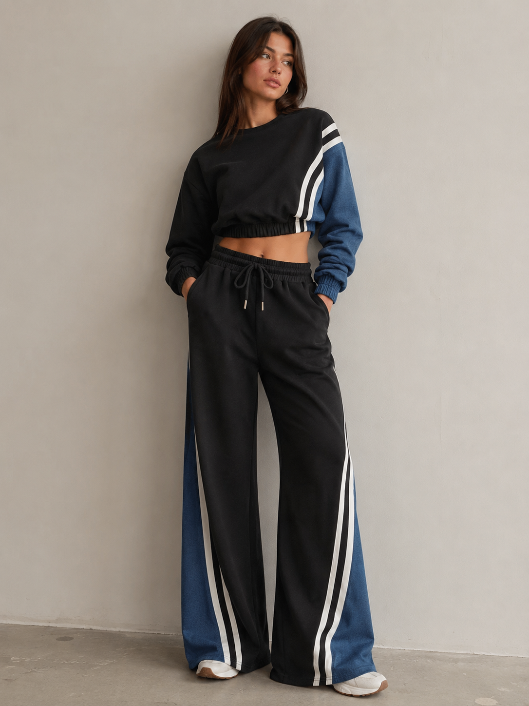 Color Block Casual Two Piece Tracksuit