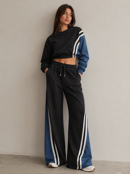 Color Block Casual Two Piece Tracksuit