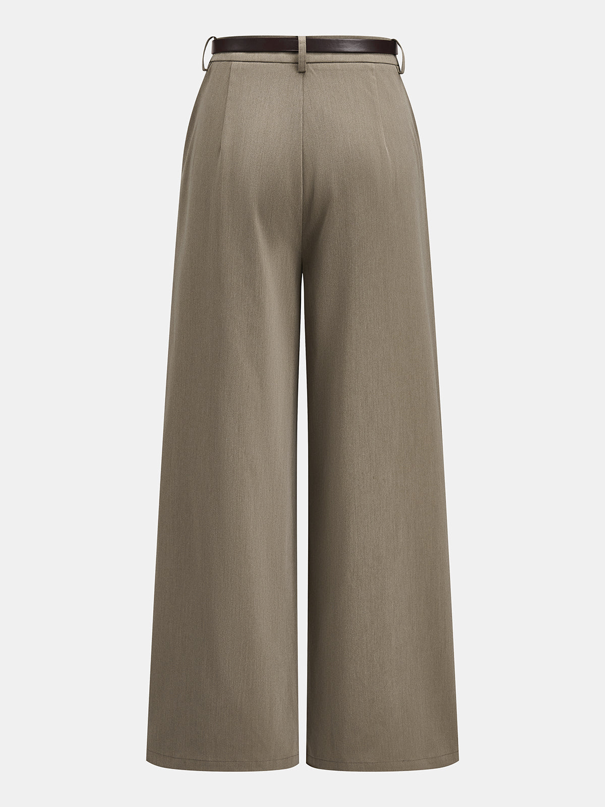 Belted Seam-Front  Wide‑Leg Pants