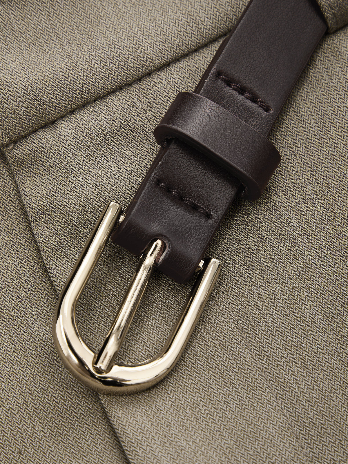 Belted Seam-Front  Wide‑Leg Pants