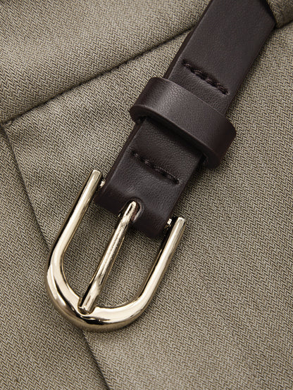 Belted Seam-Front  Wide‑Leg Pants