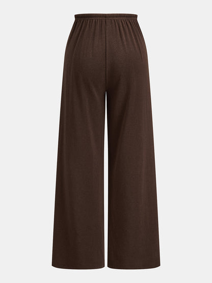Lace Trim V‑Neck Top & Drawstring Pants Set