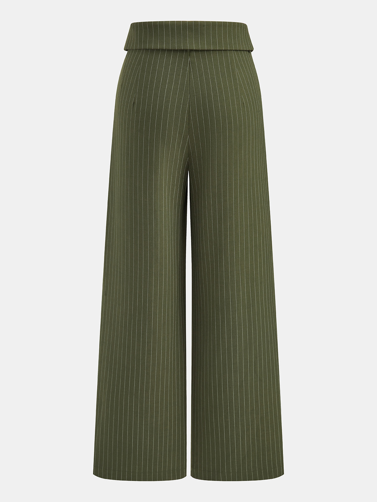 Fold‑Over Striped Wide Leg Pants