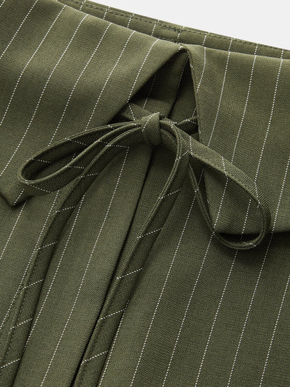 Fold‑Over Striped Wide Leg Pants