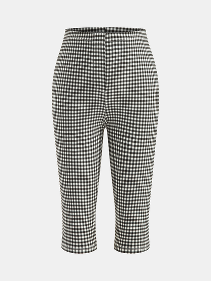 Gingham Split Hem Capri Pants
