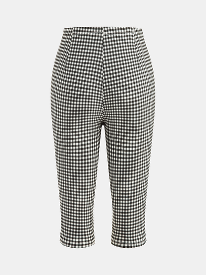 Gingham Split Hem Capri Pants