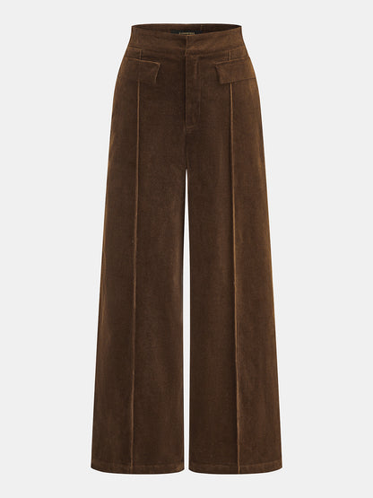 Front‑Seam Corduroy Wide‑Leg Pants