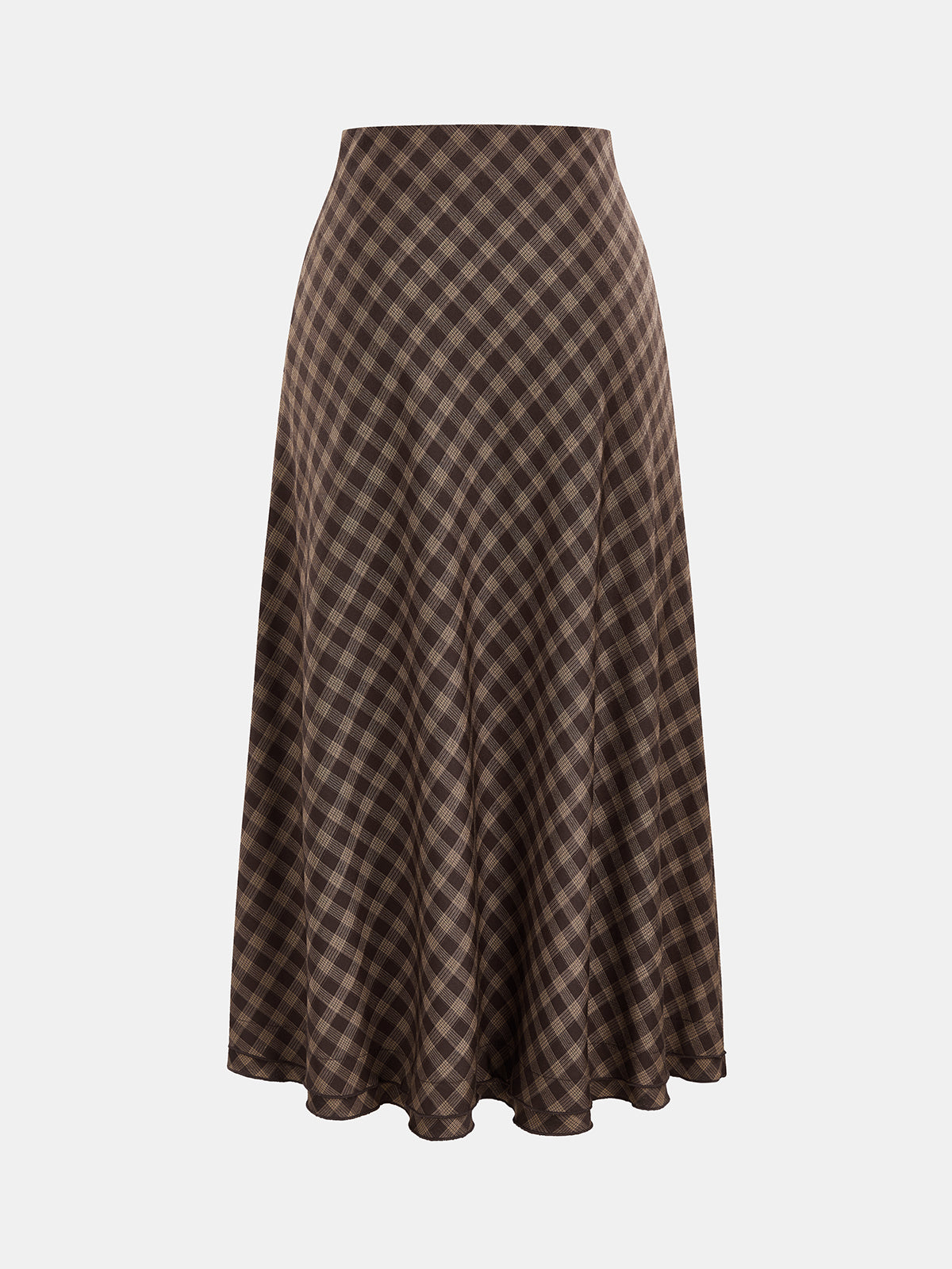 Plaid Flowy Midi Skirt