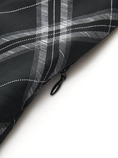 Plaid Asymmetrical Chiffon Midi Skirt