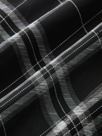 Plaid Asymmetrical Chiffon Midi Skirt