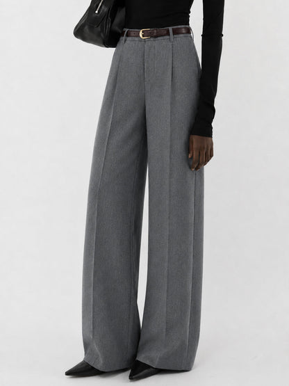 Tailored Pleated Belted Wide Leg Pants
