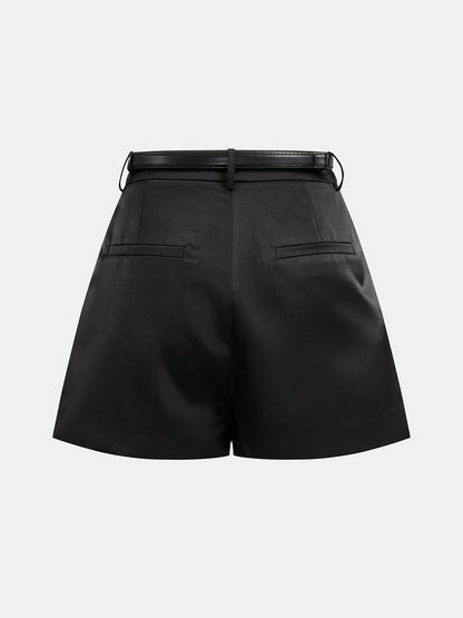 Belted Satin Pleated Skort