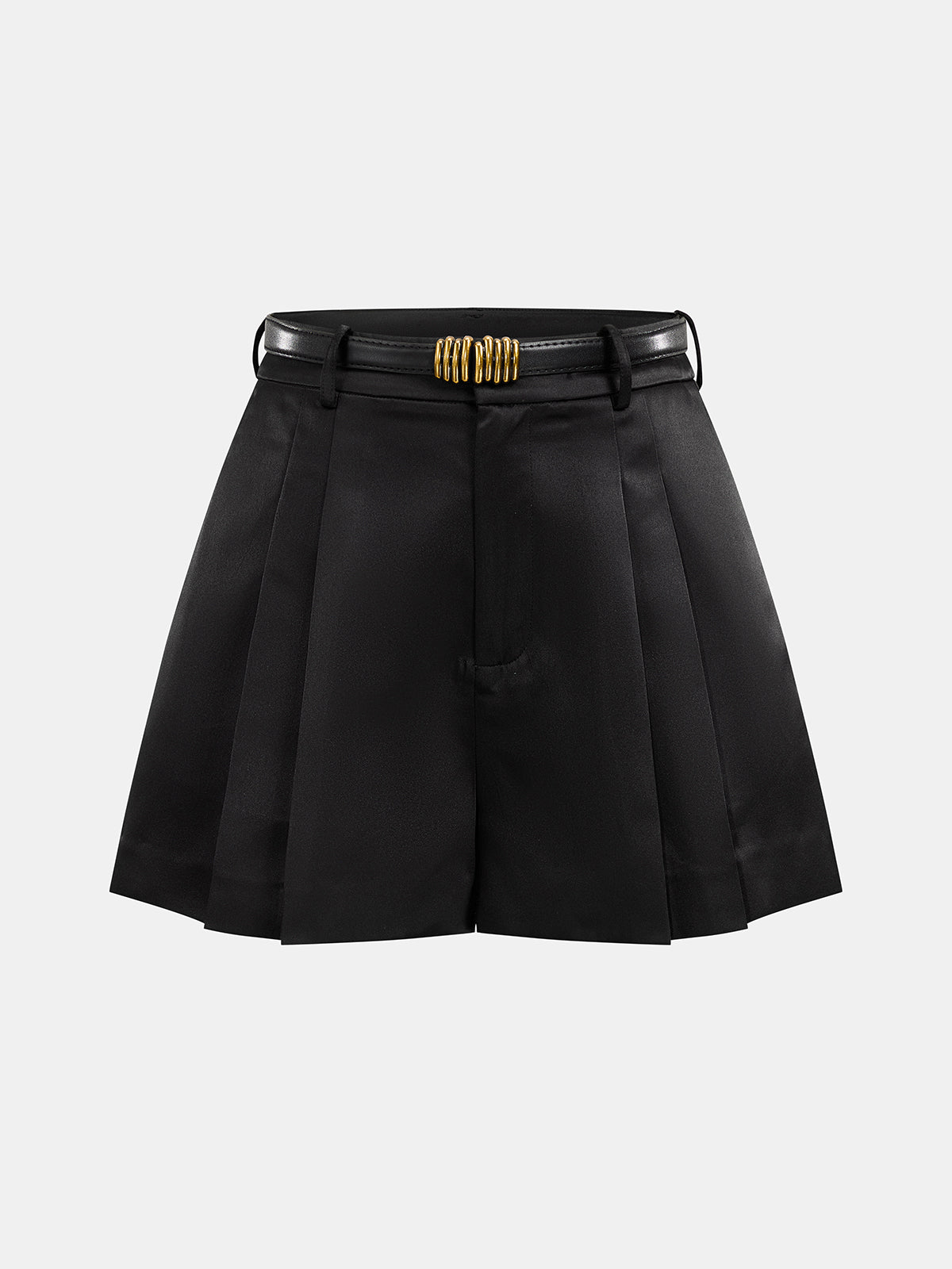 Belted Satin Pleated Skort