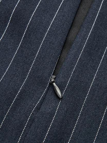 Belted Pinstripe Maxi Pencil Skirt