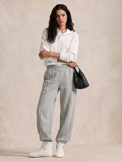 Elastic Crossover Waist Barrel Sweatpants