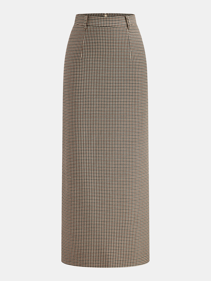 Houndstooth Midi Pencil Skirt