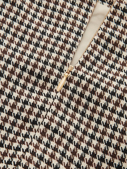 Houndstooth Midi Pencil Skirt