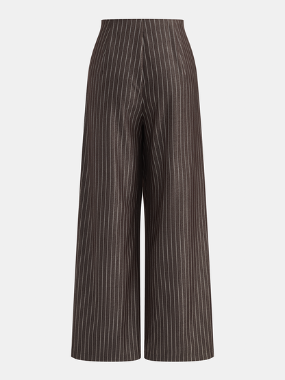 Twisted Waist Pinstripe Wide Leg Pants