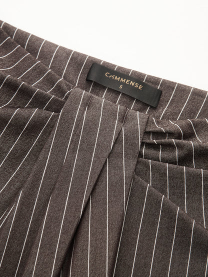 Twisted Waist Pinstripe Wide Leg Pants