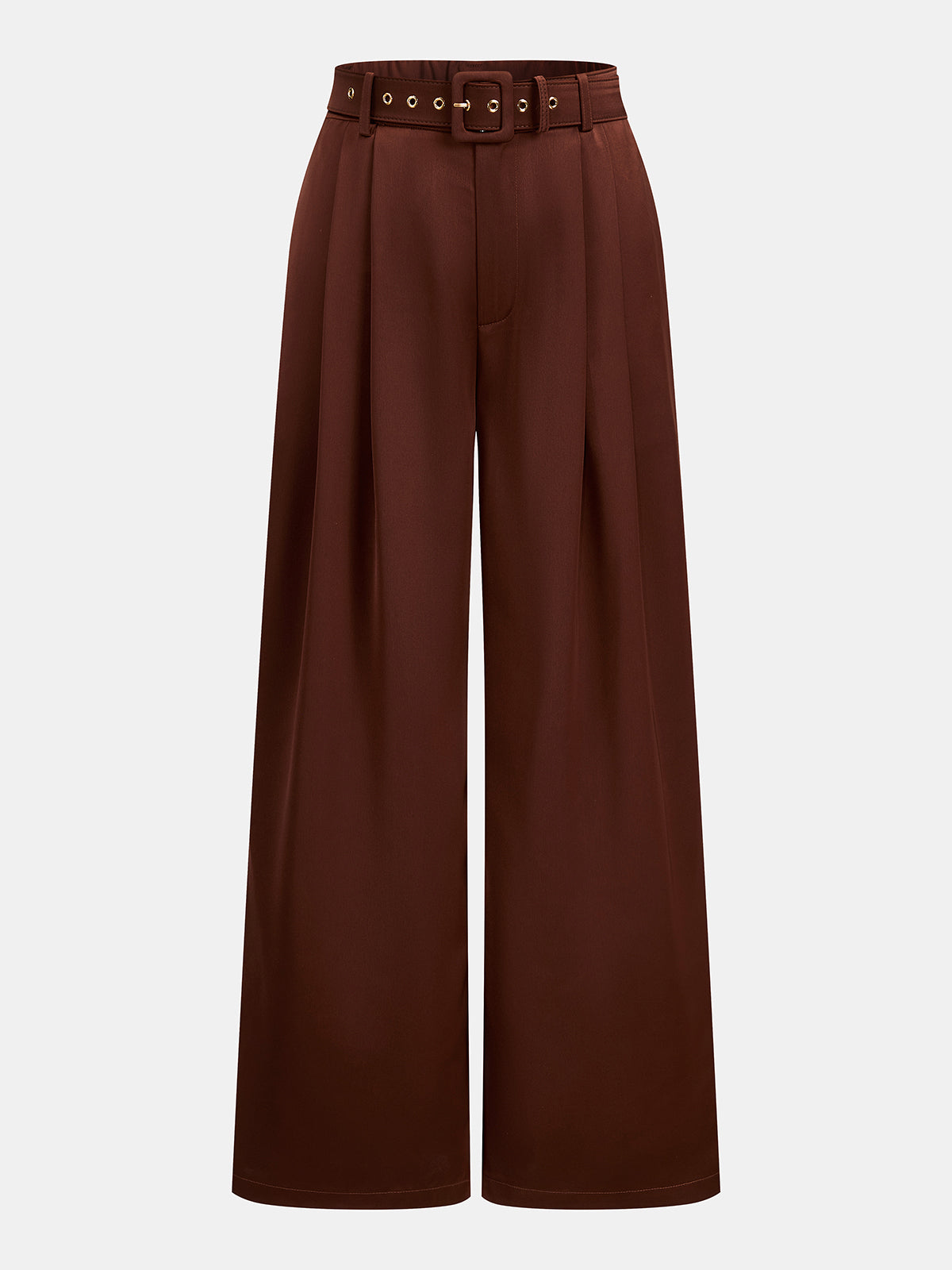 Satin Wrap Tie Top & Belted Pants Set