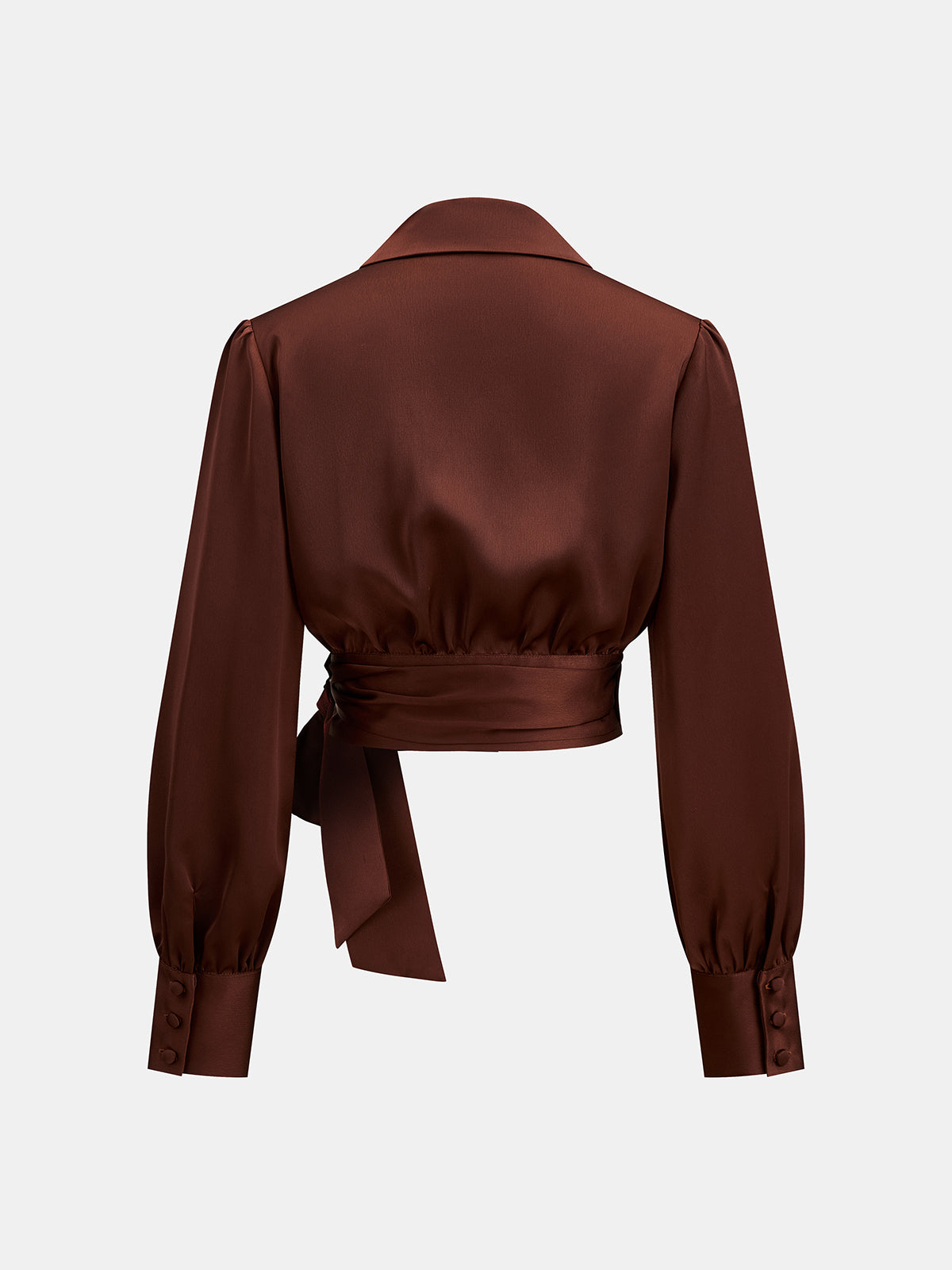 Satin Wrap Tie Top & Belted Pants Set