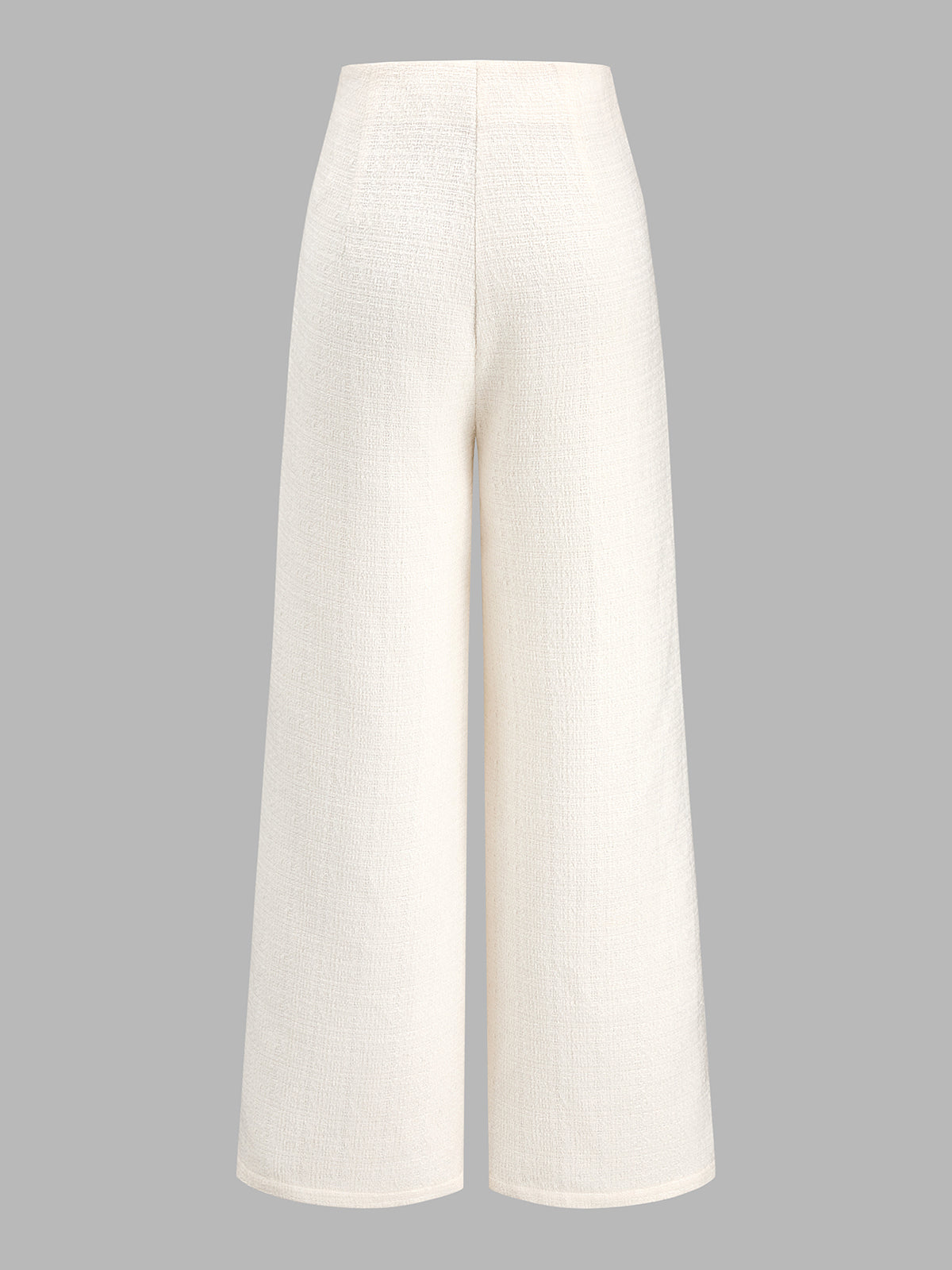 Metal Button Tweed Wide‑Leg Pants