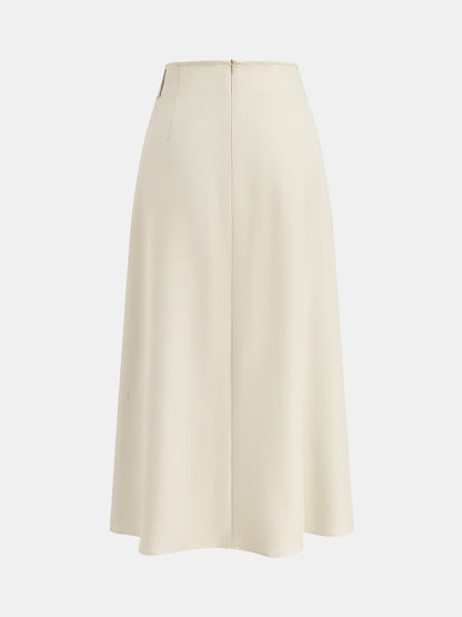 Color‑Block Pleated Midi Skirt