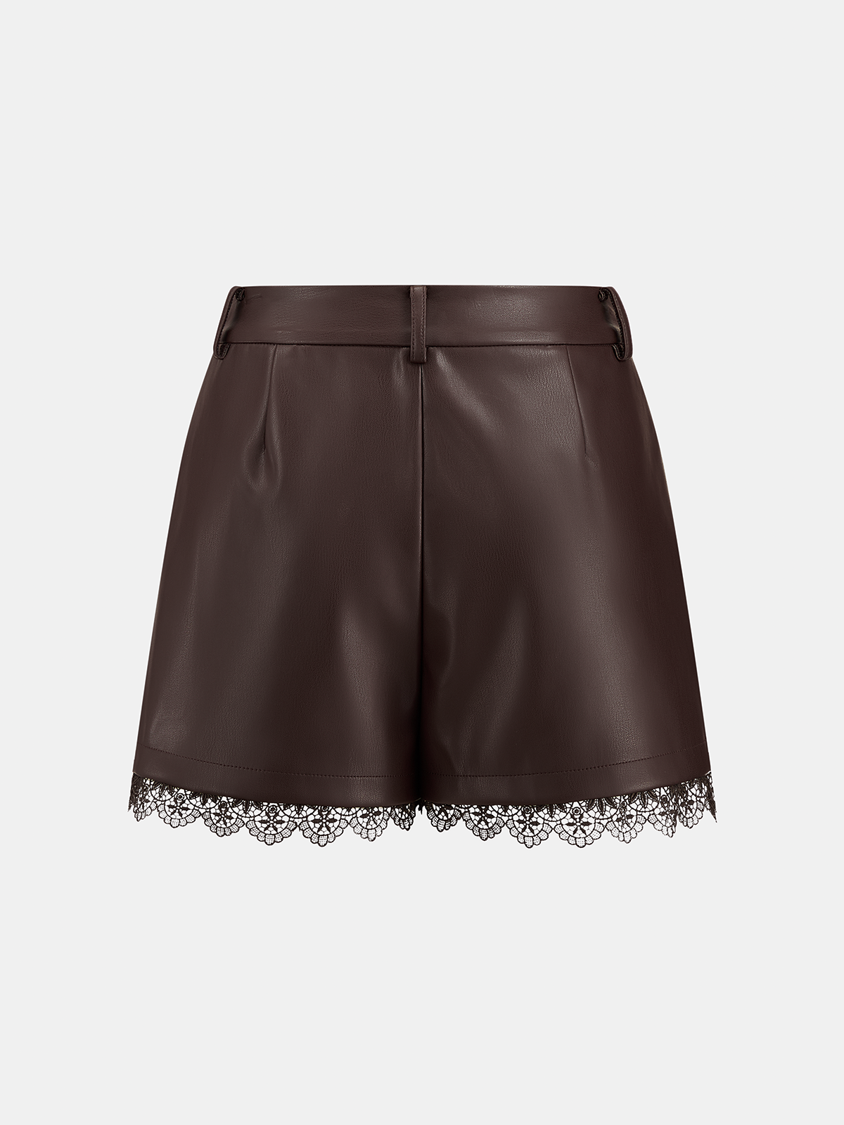 Faux Leather Lace Trim Shorts