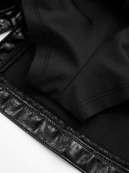 Faux Leather Trim Plaid Mini Skirt