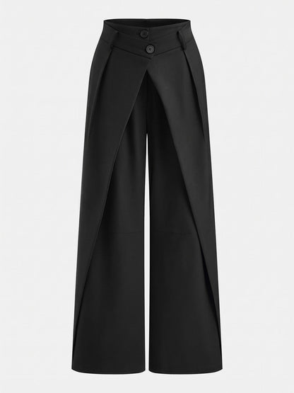Cross Over Waist Wide Leg Pants