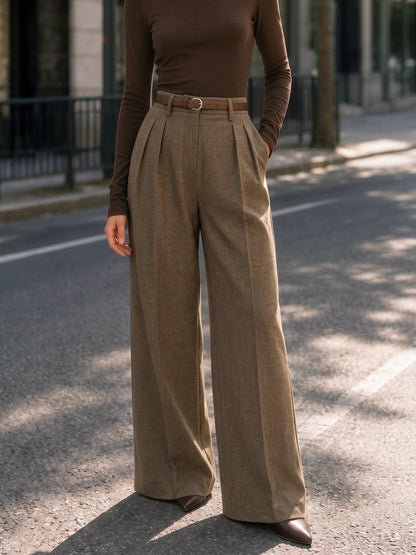 Pleated Tailored Wide‑Leg Pants
