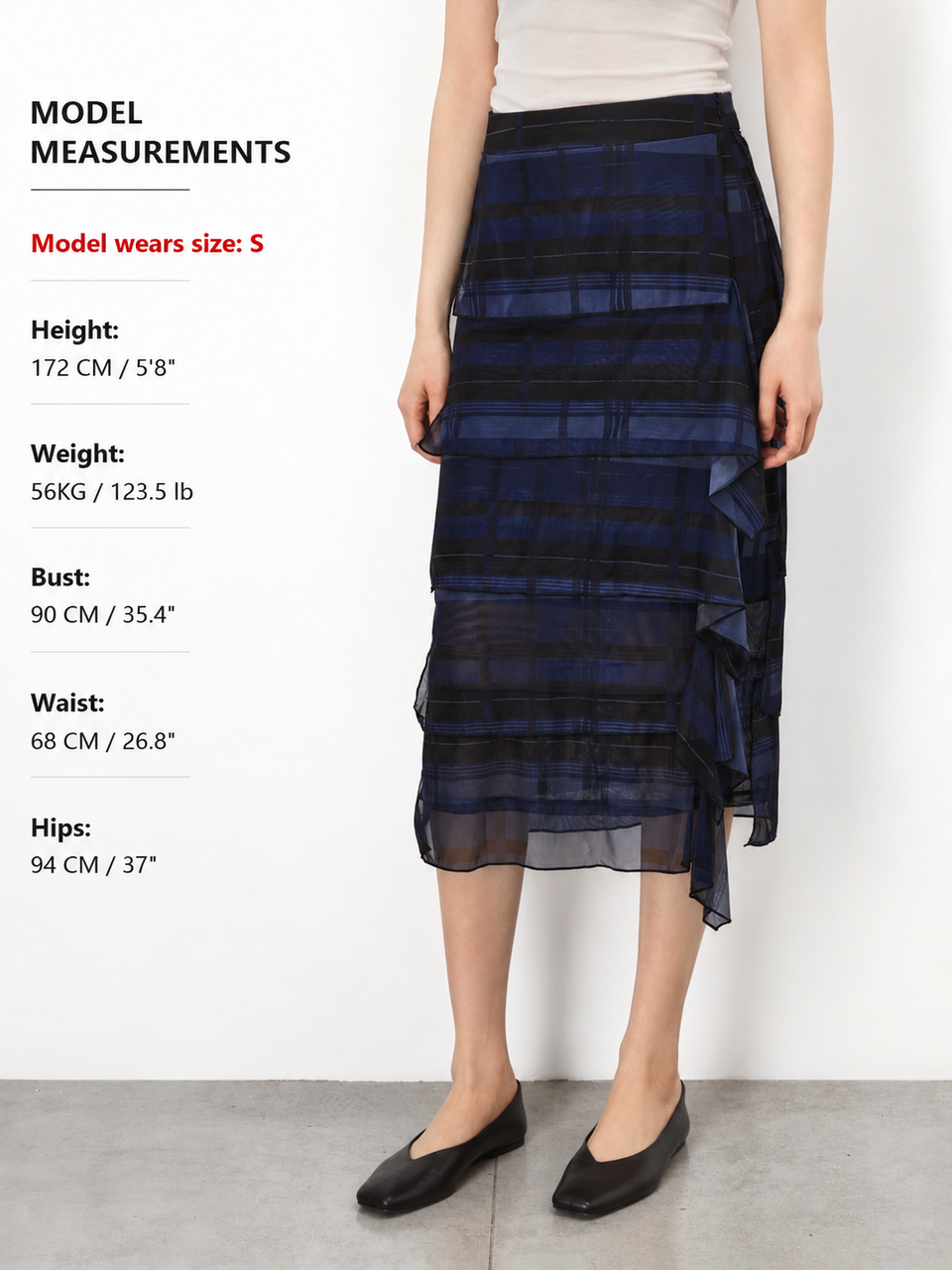 Plaid Tiered Asymmetrical Midi Skirt