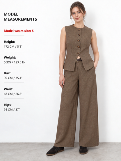Houndstooth Wool Blend Two Piece Pants Set