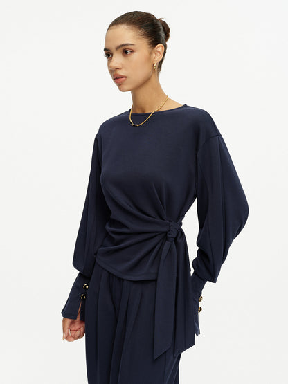 Side Tie Top & Wide Leg Pants Set