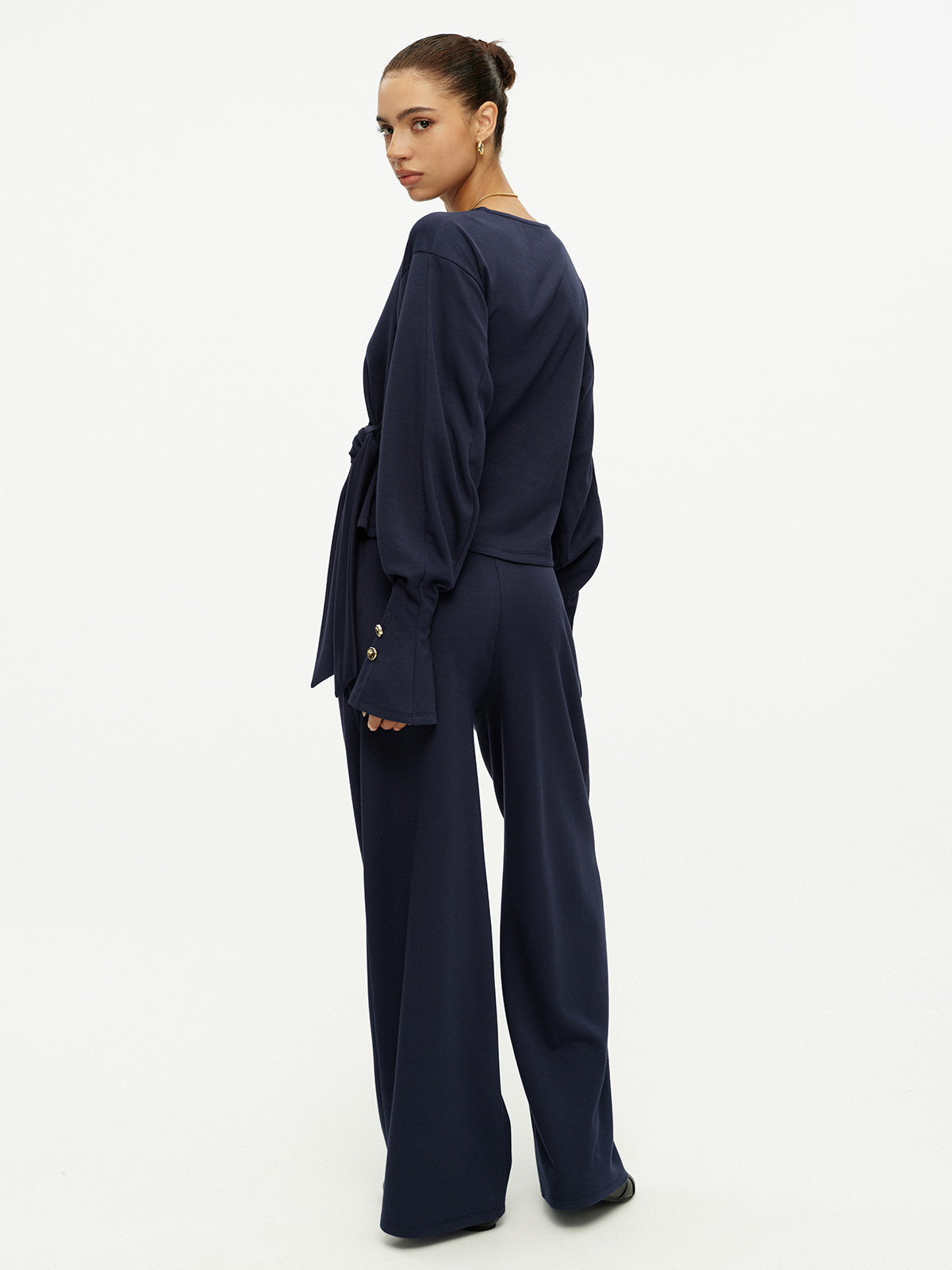 Side Tie Top & Wide Leg Pants Set
